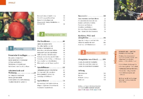 Buchcover und Innenansicht für das Buch: Obstgehölze schneiden