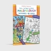 Buchcover und Innenansicht für das Buch: Mein lustiges großes Malspielbuch: Wimmel-Bilder (ab 5 Jahren)