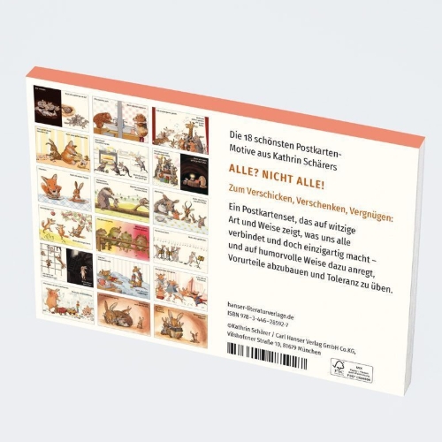 Buchcover und Innenansicht für das Buch: Alle? Nicht alle! Postkarten-Set