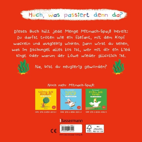 Buchcover und Innenansicht für das Buch: Wink dem Wal - Ein Mitmachbuch zum Schütteln, Schaukeln, Pusten, Klopfen und sehen, was dann passiert