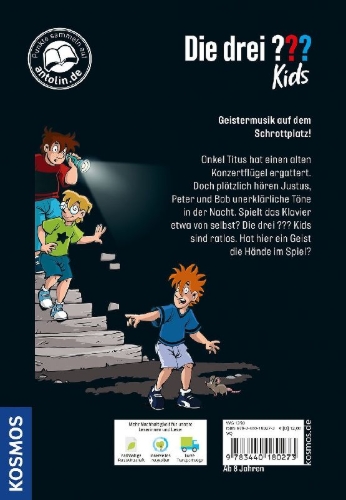 Buchcover und Innenansicht für das Buch: Die drei ??? Kids, 101, Geistermusik