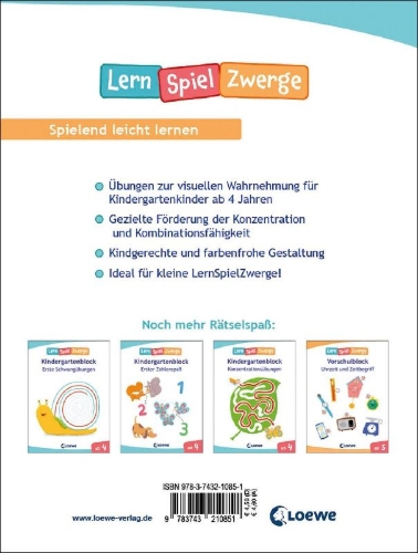 Buchcover und Innenansicht für das Buch: Die neuen LernSpielZwerge - Beobachten, erkennen, erfassen