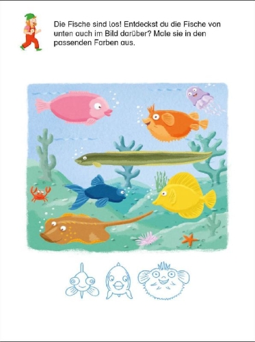 Buchcover und Innenansicht für das Buch: Die neuen LernSpielZwerge - Beobachten, erkennen, erfassen