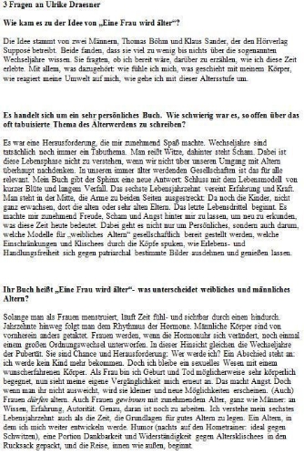 Buchcover und Innenansicht für das Buch: Eine Frau wird älter