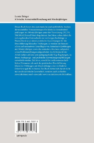 Buchcover und Innenansicht für das Buch: Klinische Arzneimittelforschung mit Minderjährigen