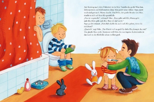 Buchcover und Innenansicht für das Buch: Max-Bilderbücher: Max geht aufs Klo