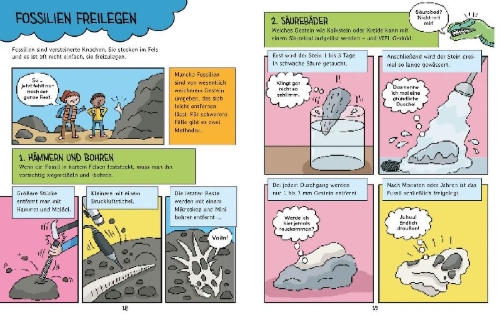 Buchcover und Innenansicht für das Buch: Suchen nach Sauriern - Das große Ausbuddeln