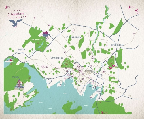 Buchcover und Innenansicht für das Buch: Glücksorte in Oslo