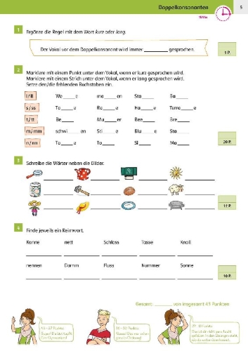 Buchcover und Innenansicht für das Buch: Sicher ins Gymnasium 15-Minuten-Kurztests Deutsch 4. Klasse