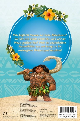 Buchcover und Innenansicht für das Buch: Disney Vaiana 2: Magischer Malspaß - Entdecke verborgene Motive!