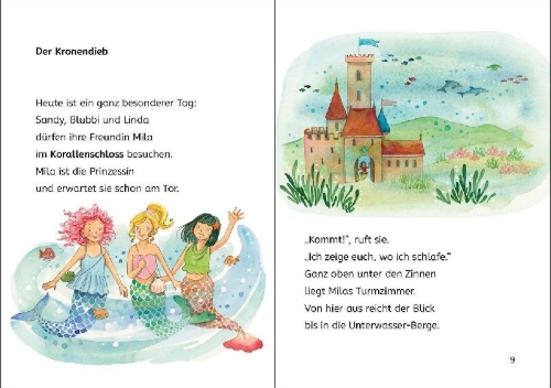 Buchcover und Innenansicht für das Buch: Leselöwen 2. Klasse - Meermädchengeschichten