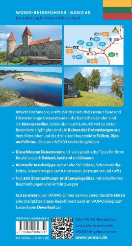 Buchcover und Innenansicht für das Buch: Entdeckertouren mit dem Wohnmobil Baltikum