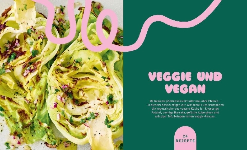 Buchcover und Innenansicht für das Buch: Air Fryer - Das Kochbuch. 100 leckere Rezepte für den Air Fryer: Von knusprigen Snacks über herzhafte Hauptgerichte bis hin zu süßen Desserts