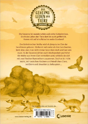 Buchcover und Innenansicht für das Buch: Das geheime Leben der Tiere (Savanne) - Erdmännchen, Wächter der Savanne