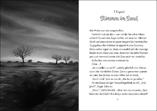 Buchcover und Innenansicht für das Buch: Das geheime Leben der Tiere (Savanne) - Erdmännchen, Wächter der Savanne