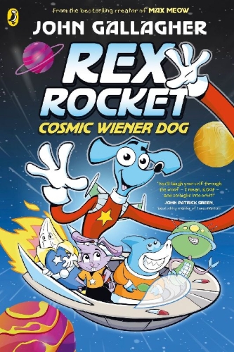 Buchcover und Innenansicht für das Buch: Rex Rocket: Cosmic Wiener Dog
