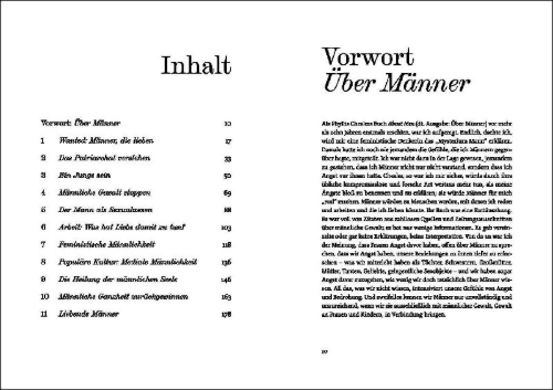 Buchcover und Innenansicht für das Buch: Männer, Männlichkeit und Liebe