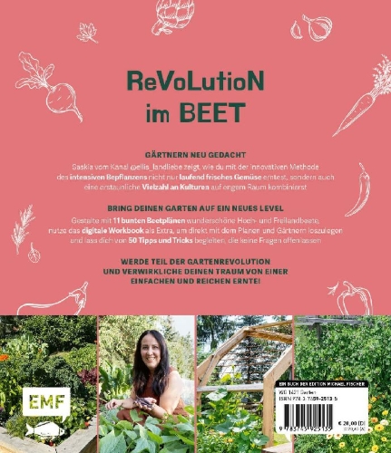 Buchcover und Innenansicht für das Buch: Bunte Beete - Einfach gärtnern mit intensiver Bepflanzung in Hochbeet und Freiland