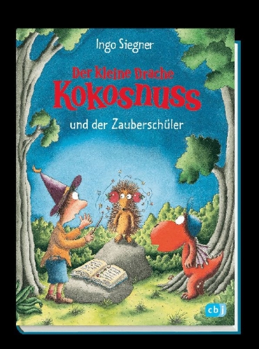 Buchcover und Innenansicht für das Buch: Der kleine Drache Kokosnuss und der Zauberschüler