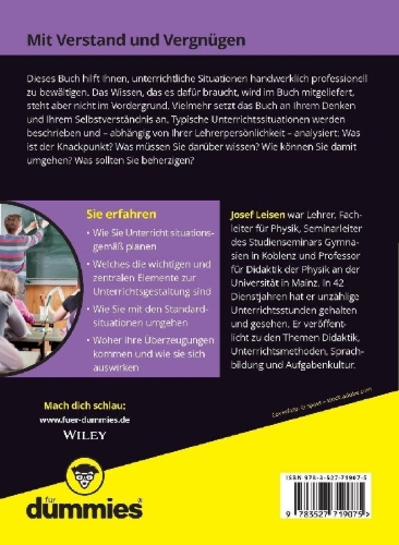 Buchcover und Innenansicht für das Buch: Erfolgreich unterrichten für Dummies