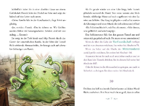 Buchcover und Innenansicht für das Buch: Zauberakademie Siebenstern - Rettest DU die magische Schule? (Zauberakademie Siebenstern, Bd. 3)