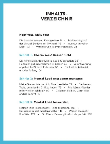 Buchcover und Innenansicht für das Buch: Freier Kopf statt Mental Load