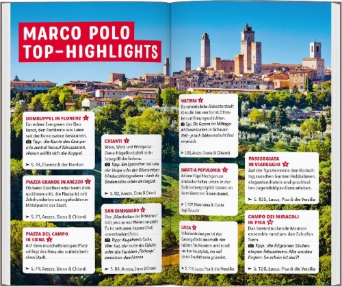 Buchcover und Innenansicht für das Buch: MARCO POLO Reiseführer Toskana