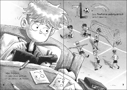 Buchcover und Innenansicht für das Buch: Tims geheimes Fußball-Tagebuch (Band 3) - Angstgegner im Abseits