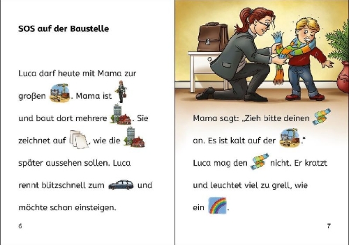 Buchcover und Innenansicht für das Buch: Bildermaus - Geschichten von der Baustelle