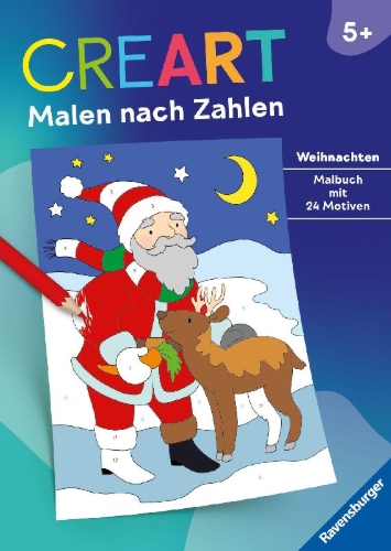 Buchcover und Innenansicht für das Buch: CreArt Malen nach Zahlen - Weihnachten