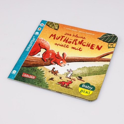 Buchcover und Innenansicht für das Buch: Baby Pixi (unkaputtbar) 177: Das kleine Muthörnchen spielt mit