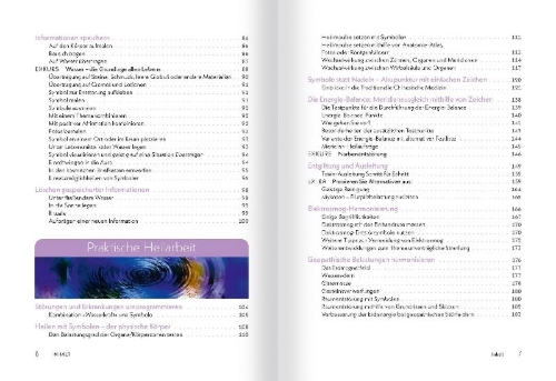 Buchcover und Innenansicht für das Buch: Medizin zum Aufmalen: Heilen mit Zeichen und Symbolen. Das Basisbuch Neue Homöopathie
