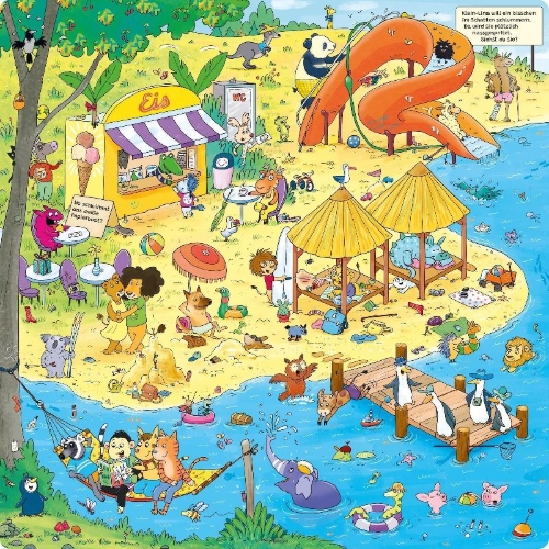 Buchcover und Innenansicht für das Buch: Tierisch, Tierisch! Das Aufklapp-Wimmelbuch