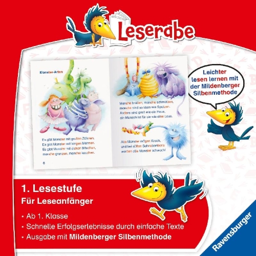 Buchcover und Innenansicht für das Buch: Leserabe mit Mildenberger Silbenmethode - Monstergeschichten