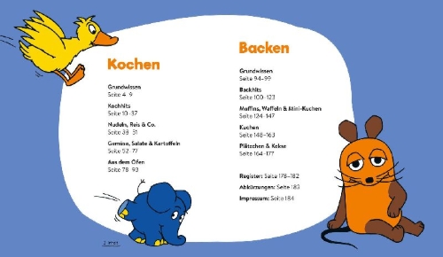 Buchcover und Innenansicht für das Buch: Kochen und backen mit der Maus