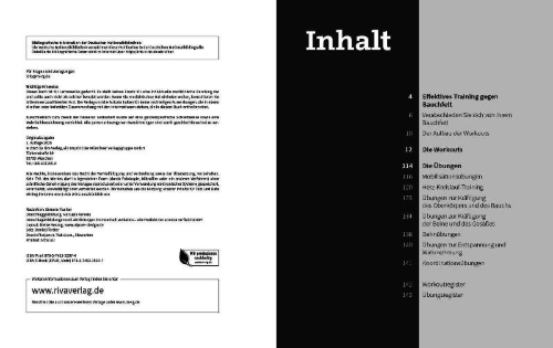 Buchcover und Innenansicht für das Buch: 50 Workouts gegen Bauchfett