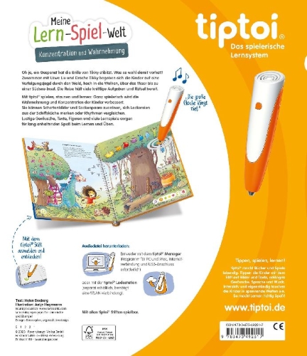 Buchcover und Innenansicht für das Buch: tiptoi® Meine Lern-Spiel-Welt - Konzentration und Wahrnehmung