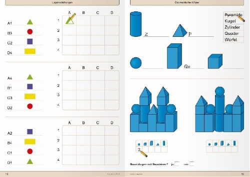 Buchcover und Innenansicht für das Buch: Mein Geometrieheft 1/2 und 3/4 im Set