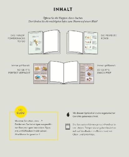 Buchcover und Innenansicht für das Buch: Powersnacks to go
