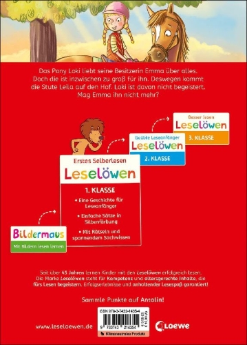 Buchcover und Innenansicht für das Buch: Leselöwen 1. Klasse - Eine ponystarke Freundschaft