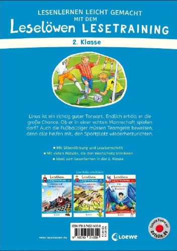 Buchcover und Innenansicht für das Buch: Leselöwen Lesetraining 2. Klasse - Fußballgeschichten