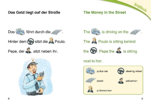 Buchcover und Innenansicht für das Buch: Bildermaus - Mit Bildern Englisch lernen- Polizeigeschichten - Police Stories