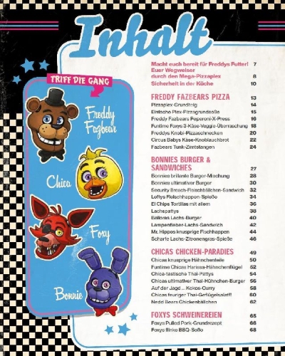 Buchcover und Innenansicht für das Buch: The Official Five Nights at Freddy's Cookbook