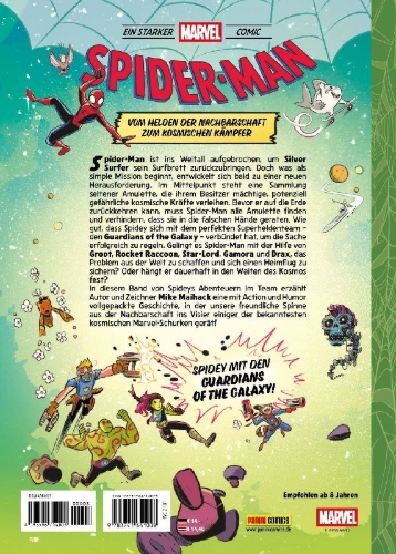 Buchcover und Innenansicht für das Buch: Spider-Man: Cosmic Chaos! - A Mighty Marvel Team-Up
