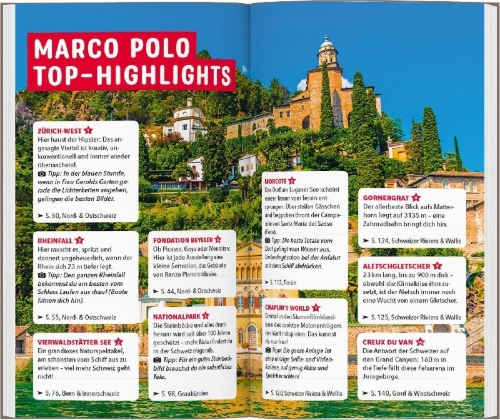 Buchcover und Innenansicht für das Buch: MARCO POLO Reiseführer Schweiz