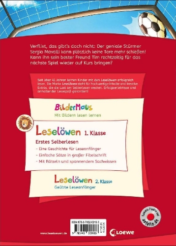 Buchcover und Innenansicht für das Buch: Leselöwen 1. Klasse - Torschusspanik beim Wunderstürmer