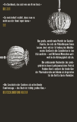 Buchcover und Innenansicht für das Buch: Empire of Pain: The Secret History of the Sackler Dynasty