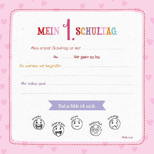 Buchcover und Innenansicht für das Buch: Ab heute bin ich Schulkind! (Motiv Einhorn)