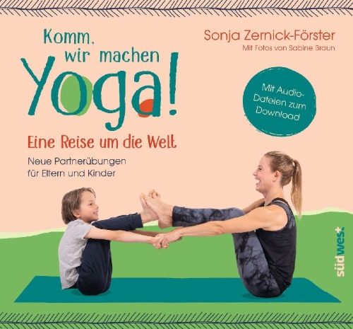 Buchcover und Innenansicht für das Buch: Komm, wir machen Yoga! Eine Reise um die Welt