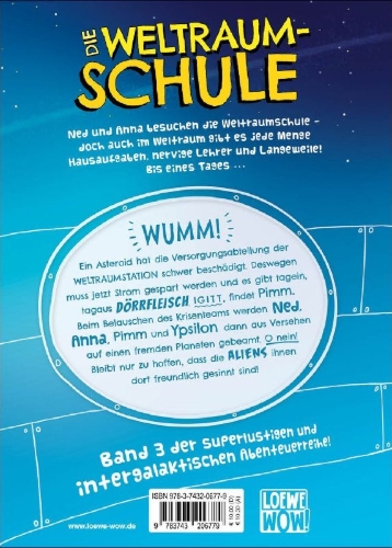 Buchcover und Innenansicht für das Buch: Die Weltraumschule (Band 3) - Eine galaktische Rebellion